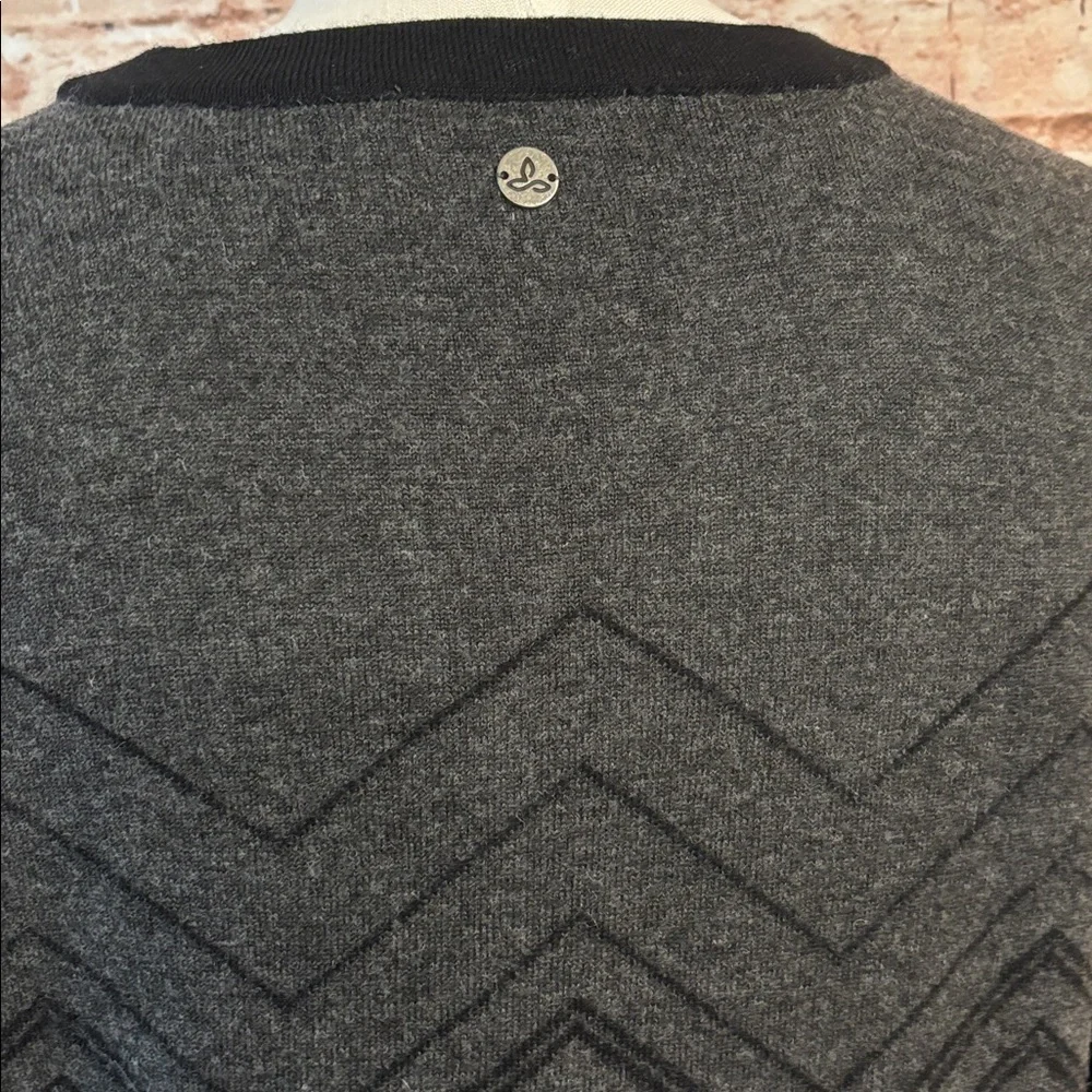 Prana “Delia” Black and Gray Sweater Dress with Geometric Pattern - Picture 9 of 13